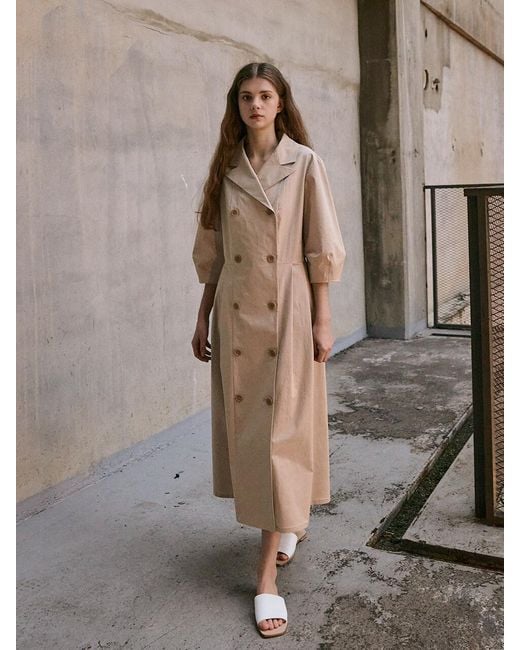 COLLABOTORY Natural Double Breasted Shirt Dress