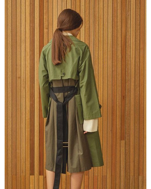 color block long coat