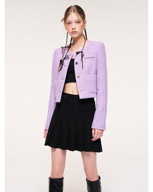 ETMON Lip Pocket Tweed Jacket in Pink Lyst