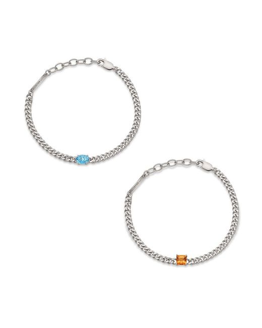 HYÈRES LOR Ethancel Color Silver Curve Chain Bracelet 2 Color in Topaz