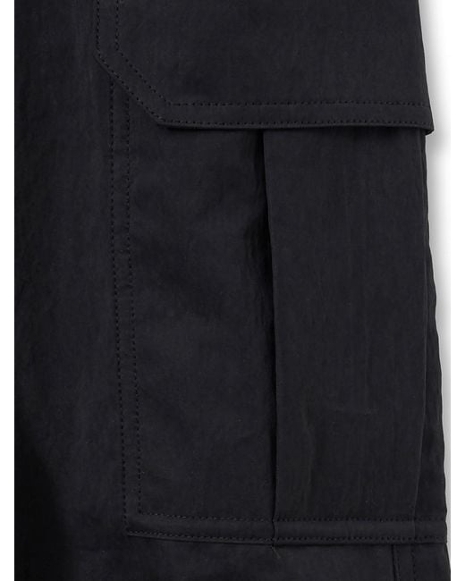 Black Nylon Cargo Parachute Pants