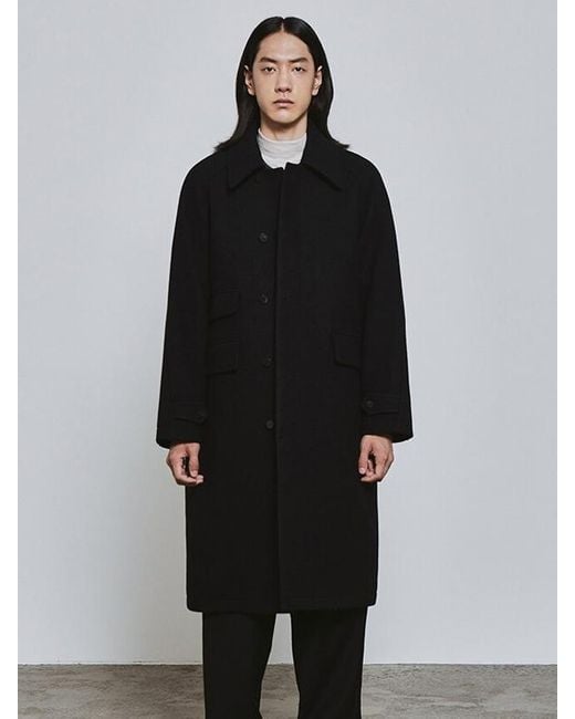 Lord John Grey Park Wool Balmacaan Coat in Black for Men | Lyst UK