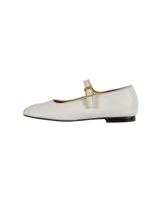 Reike Nen Leather Piping Maryjane Flats in White | Lyst
