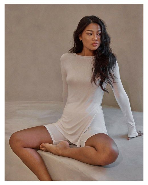 TOPGIRL Side Slit Long Sleeve Top in 