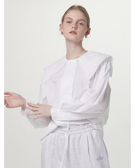 BEMUSE MANSION Double Collar Blouse in White | Lyst
