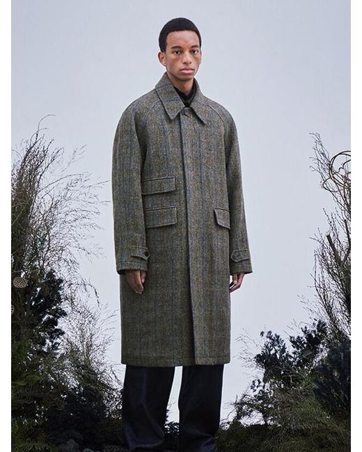 Lord John Grey Park Wool Balmacaan Coat Harris Tweed in Gray for