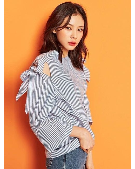 blank ribbon blouse bl in blue lyst blank ribbon blouse bl in blue lyst
