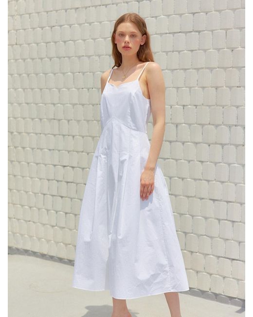 VEMVER White Pleats Detail Camisole Maxi Dress