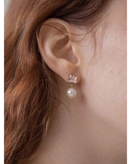 Meghan Pearl Dangle Earrings  Skin Studio  Minimal Jewellery  Skin  Studio Jewelry