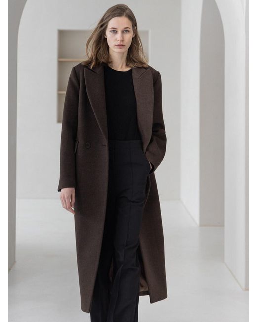 REFINED902 Back Button Detailed Long Coat in Black | Lyst