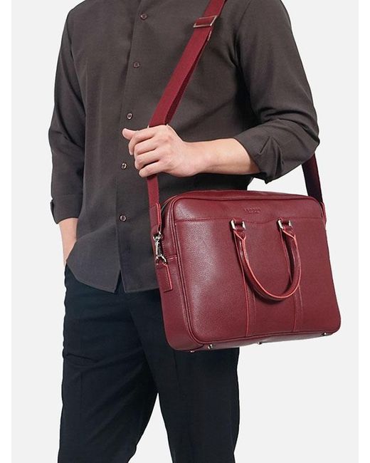 Lotuff Leather Leather Briefcase in Red for Men | Lyst Canada