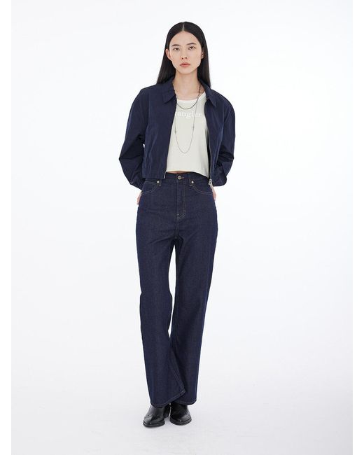 Wrangler Relaxed Fit Arch Cropped Blouson Jacket in Blue | Lyst