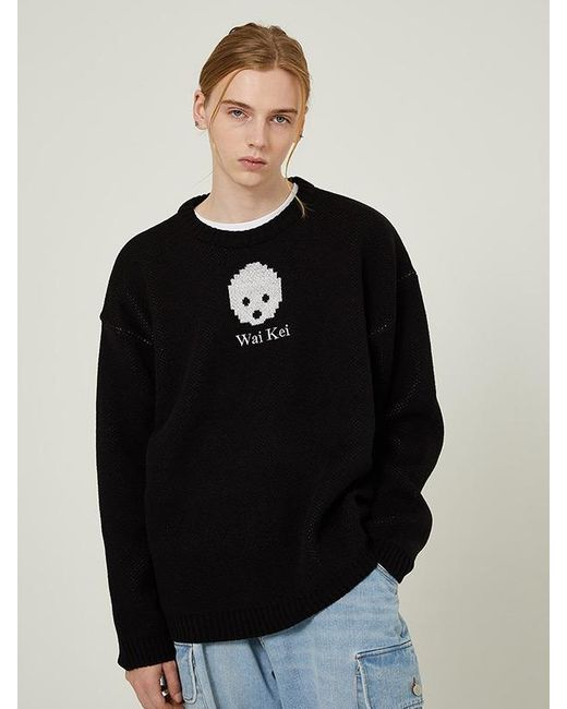 WAIKEI Pixel Graphic Knit Sweater in Black for Men | Lyst