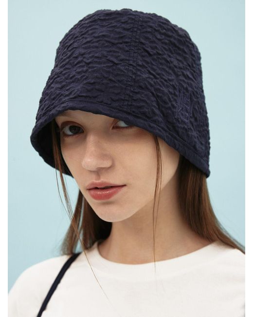 WAIKEI Blue Embossed Texture Bucket Hat for men