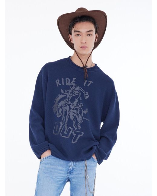 Wrangler Rodeo Graphic Knit Sweater in Blue for Men | Lyst