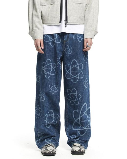 MAISON MINED Widefit Mutation Laser Print Denim Jeans in Blue for Men