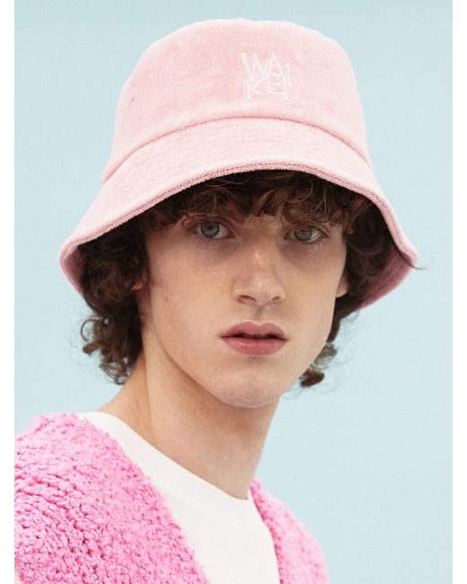 WAIKEI Cotton Terry Bucket Hat in Pink 
