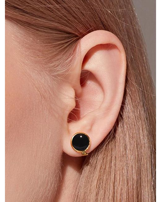 HYÈRES LOR Penny Dor 14k Earring S Onyx in Yellow | Lyst Canada
