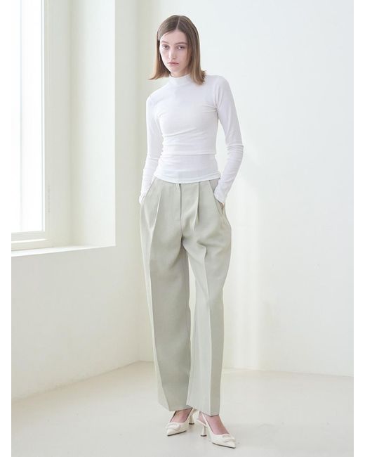Nouve Two Tuck Wide Pants in White | Lyst
