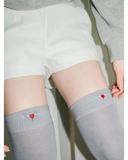 CLUT STUDIO Orange 1 1 Heart Logo Over Knee Socks for men