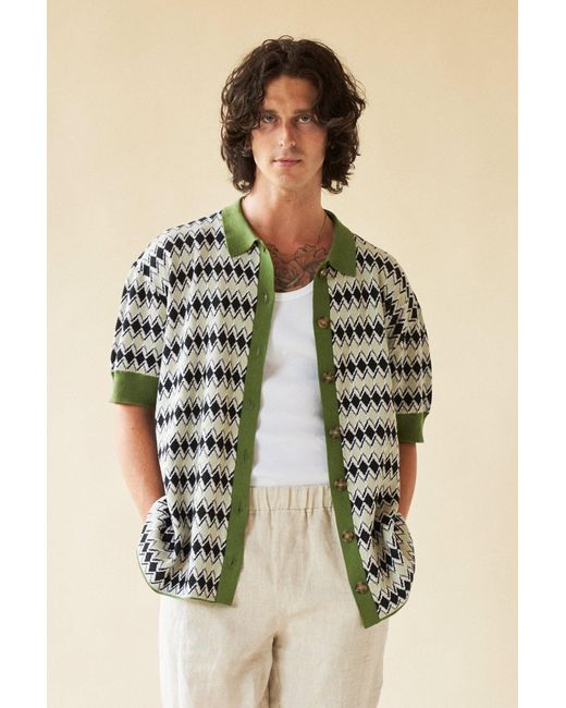 we are bound Cotton Norcia Button Knit Polo for Men | Lyst