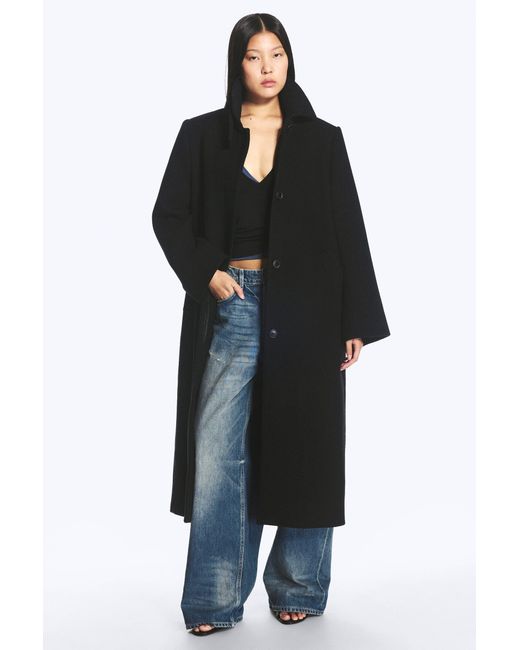 Weekday Black Long Oversized Wool-Blend Coat