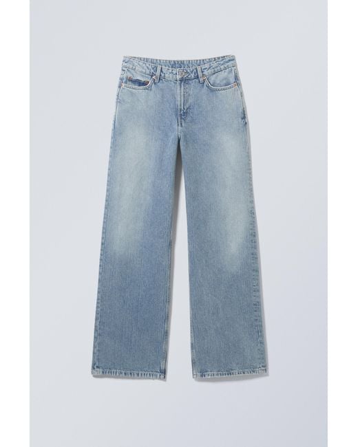 Weekday Blue Area Mid Rise Loose Wide Jeans