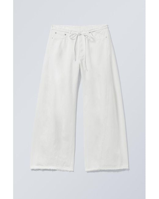 Weekday White Motion Low Rise Denim Trousers for men