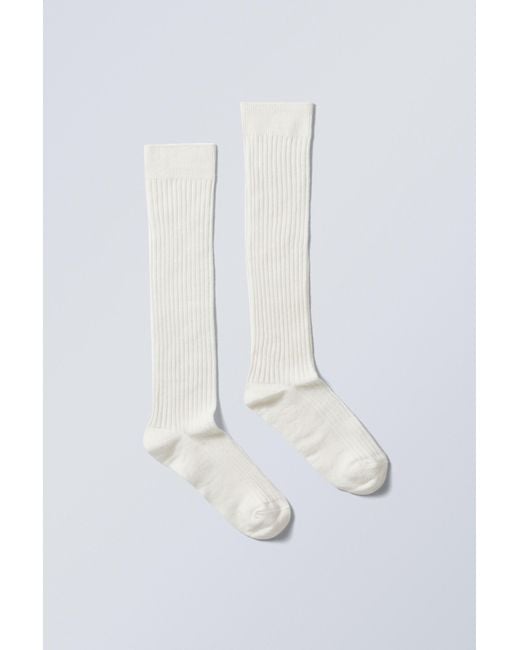 Weekday White Bell Knee High Socks