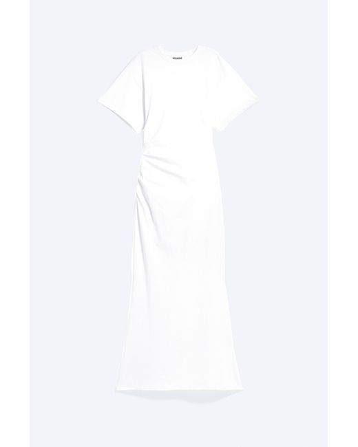Weekday White Gathered Short-Sleeved Maxi Dress
