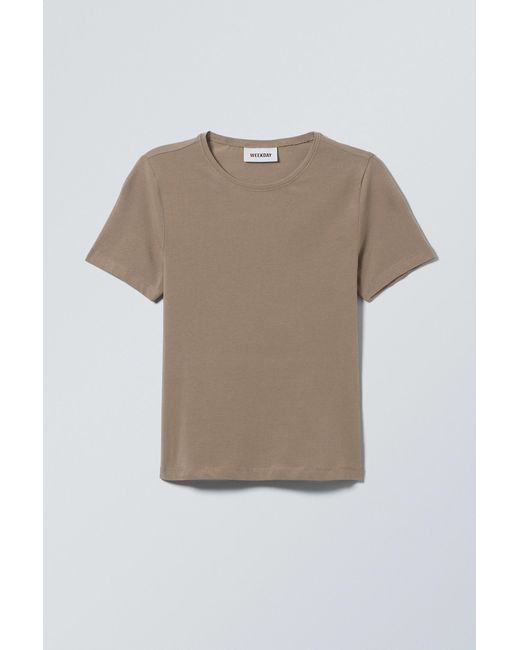 Weekday Brown Slim Fitted T-shirt
