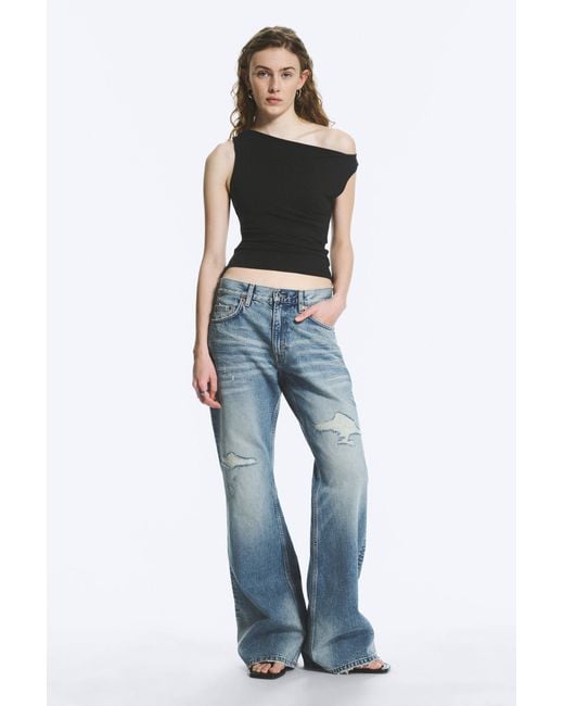 Weekday Blue Helix Low Rise Regular Flared Jeans