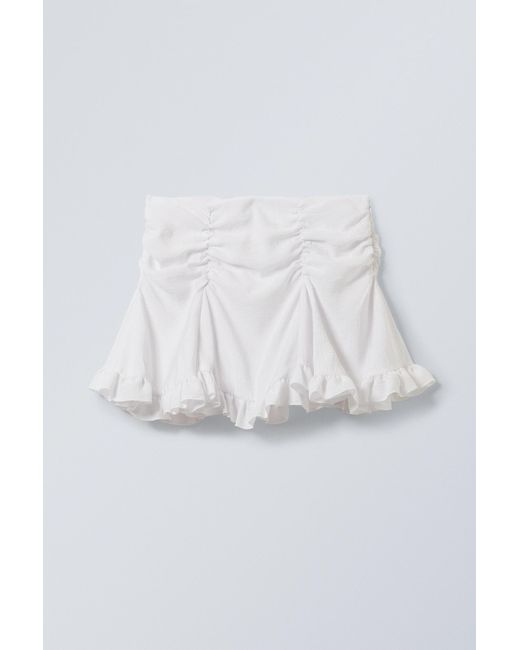 Weekday White Gathered Mini Skirt