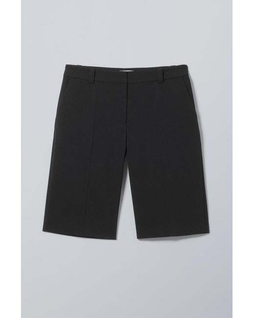 Weekday Black Knee Length Suiting Shorts