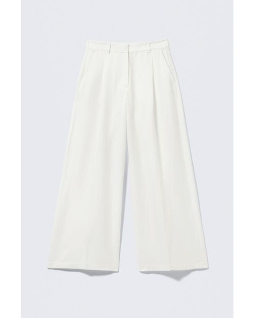 Monki White High Waisted Wide Leg Satin Trousers