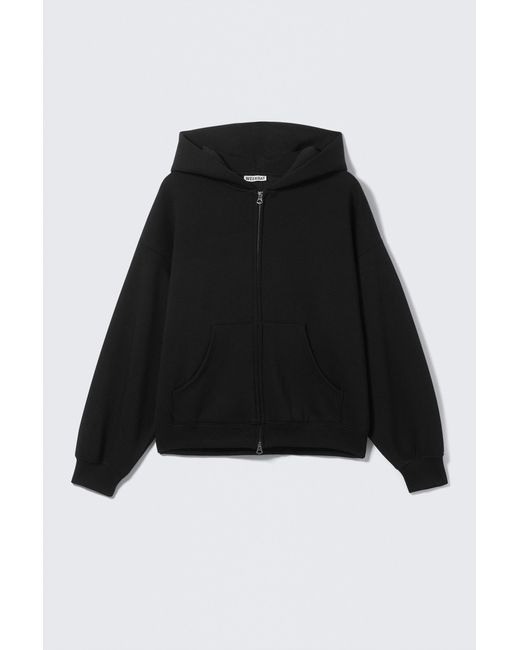 Weekday Black Oversized Heavyweight Zip Hoodie
