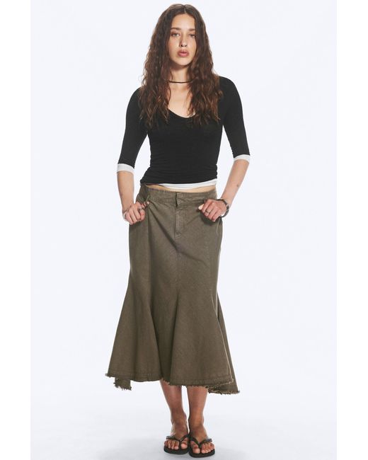 Weekday Multicolor Frayed Cotton Midi Skirt