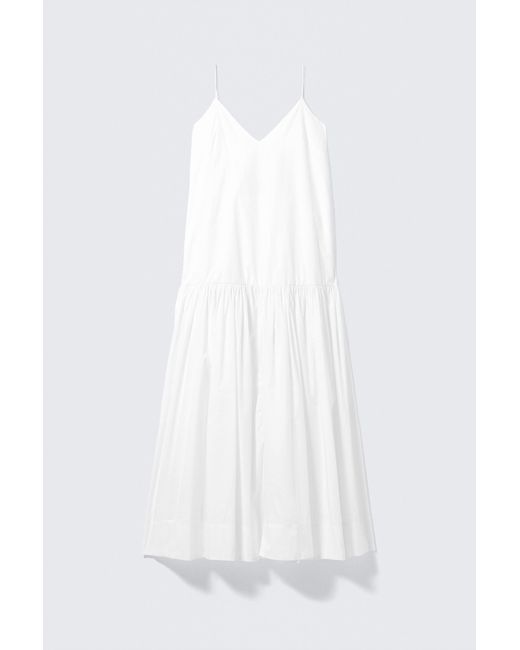 Monki White Tiered Cotton Poplin Maxi Dress