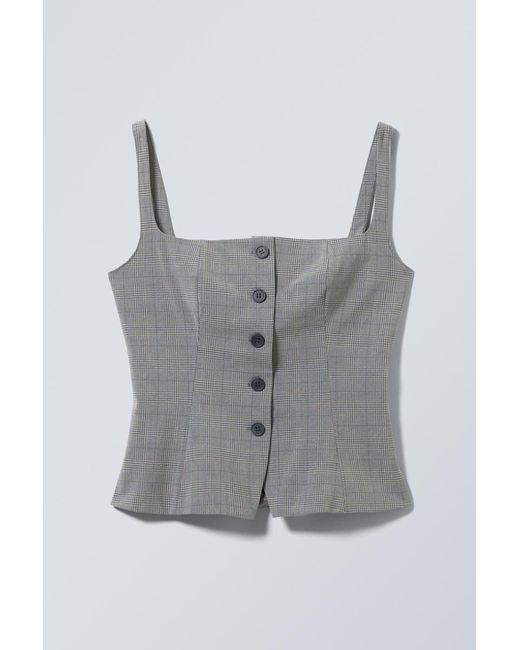 Weekday Gray Wams-Top Mit Quadratischem Ausschnitt