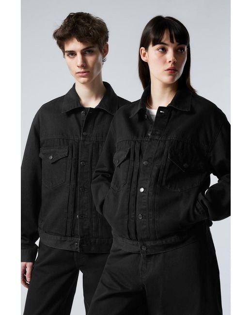 Weekday Black Relaxed Fit Denim Jacket