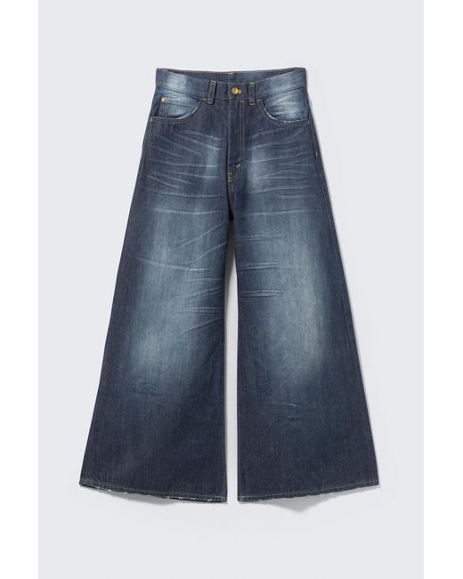 Cheap Monday Blue Loose Wide-Leg Denim Jeans for men