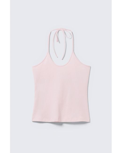 Weekday Black Slim Halterneck Cotton Top