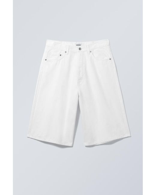Weekday White Astro Loose Twill Shorts for men