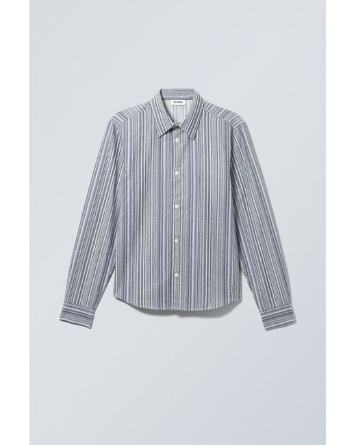 Weekday Gray Oscar Regular Striped Shirt for men