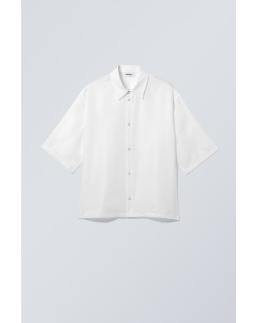 Weekday White Oversized Organza Short Sleeve Shirt for men