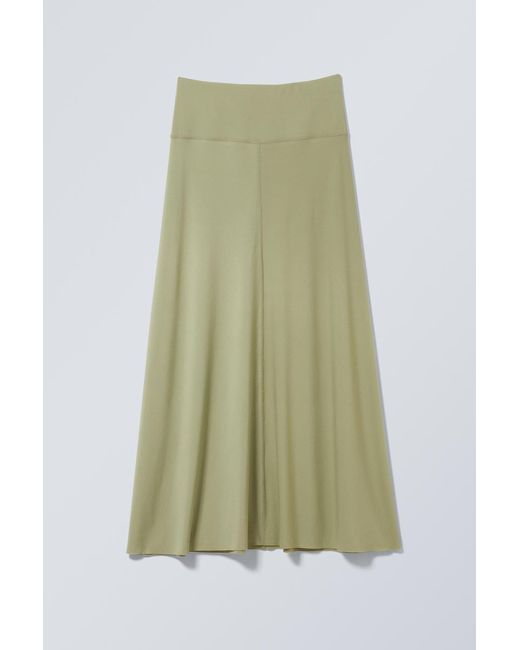 Weekday Green Maxi Jersey Skirt