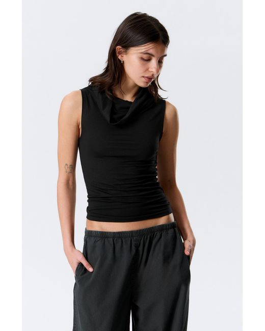 Weekday Black Sleeveless Funnel Neck Top