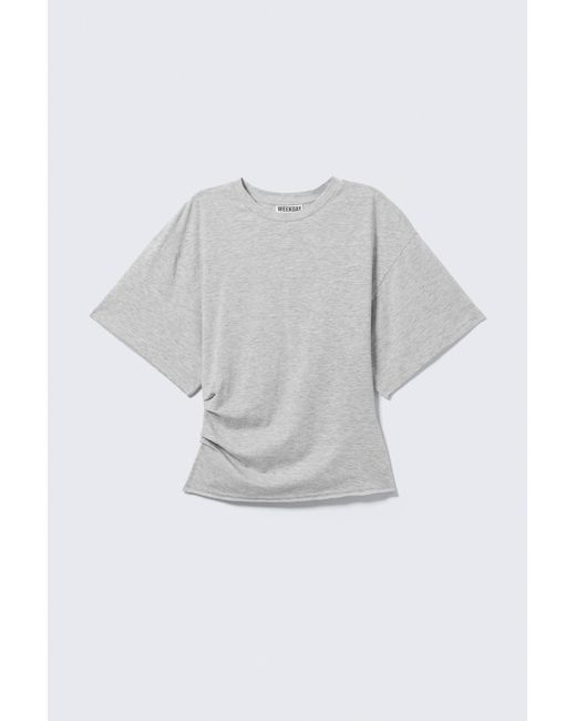 Weekday Gray Draped Fitted T-Shirt