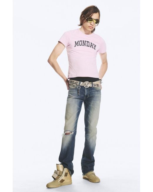 Cheap Monday Blue Struggle Low Rise Slim Bootcut Jeans for men