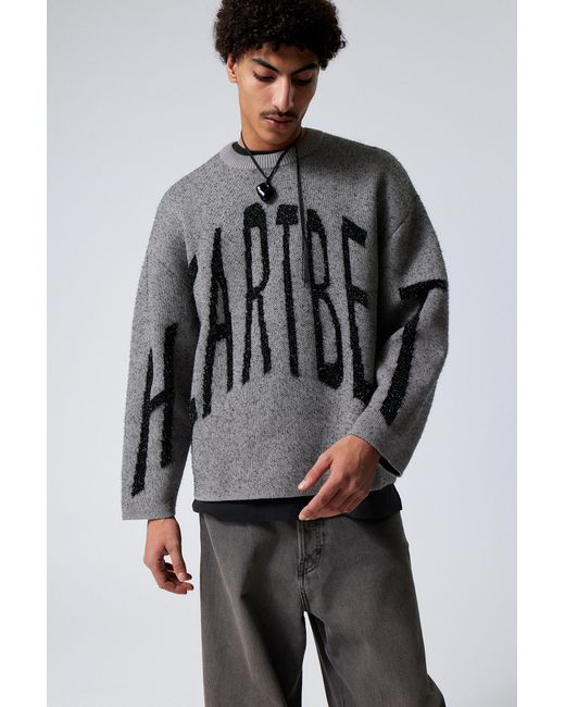 Weekday Gray Teo Oversized Jacquard Knitted Sweater for men